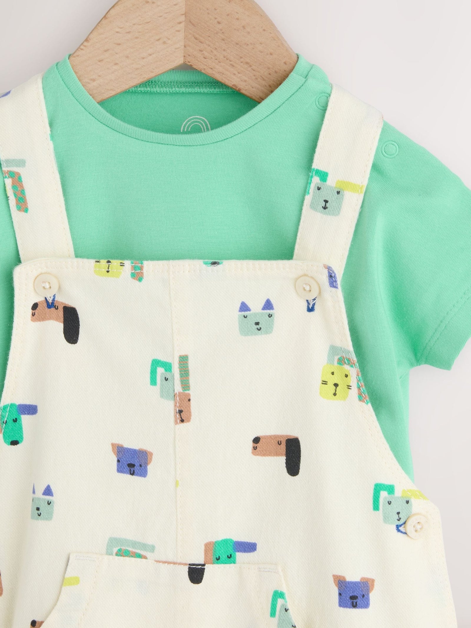 Green Dogs Twill Dungaree and Bodysuit Baby Set (0mths-2yrs)