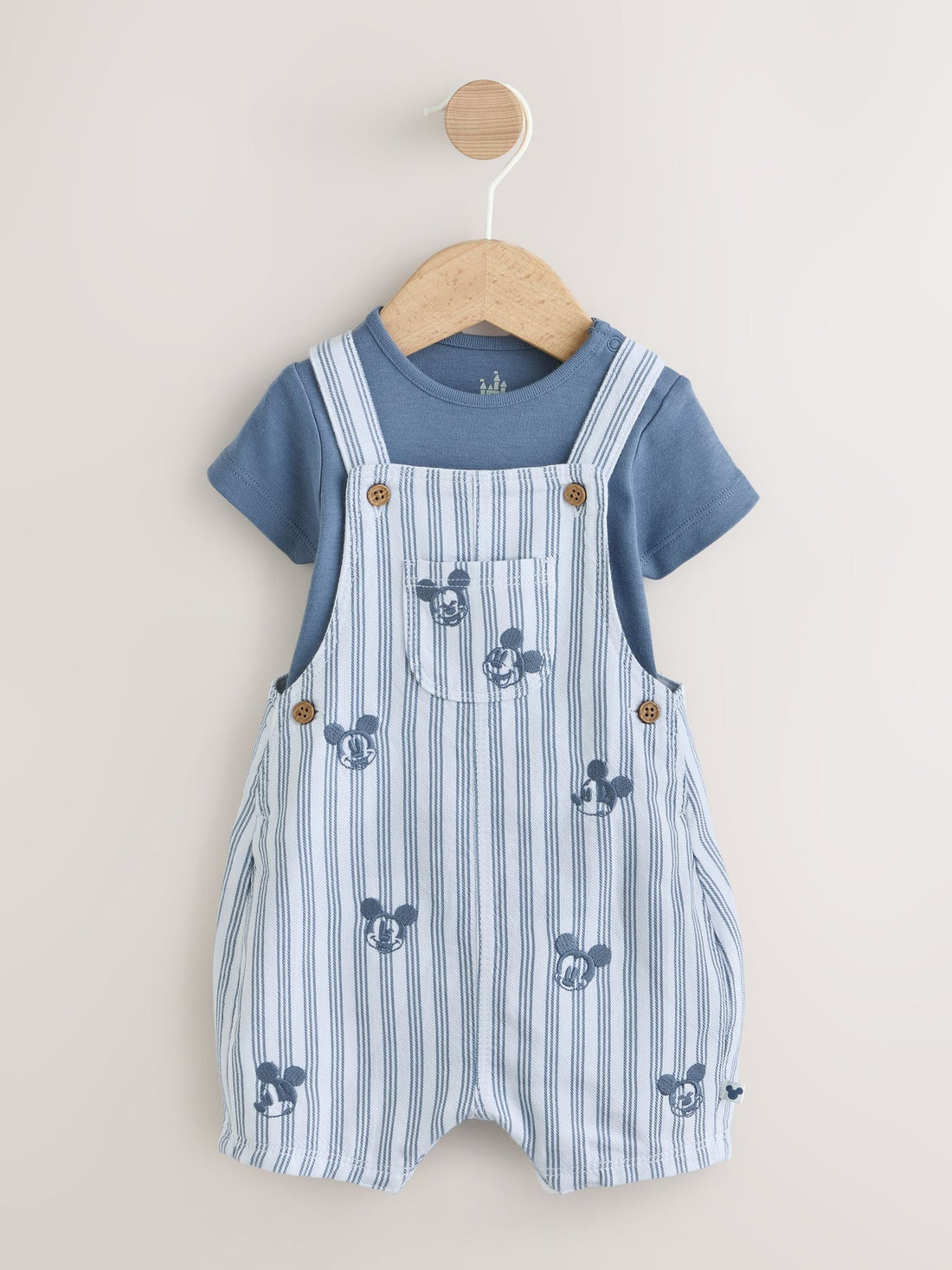 Blue Mickey Mouse Dungaree and Bodysuit Baby Set (0mths-2yrs)