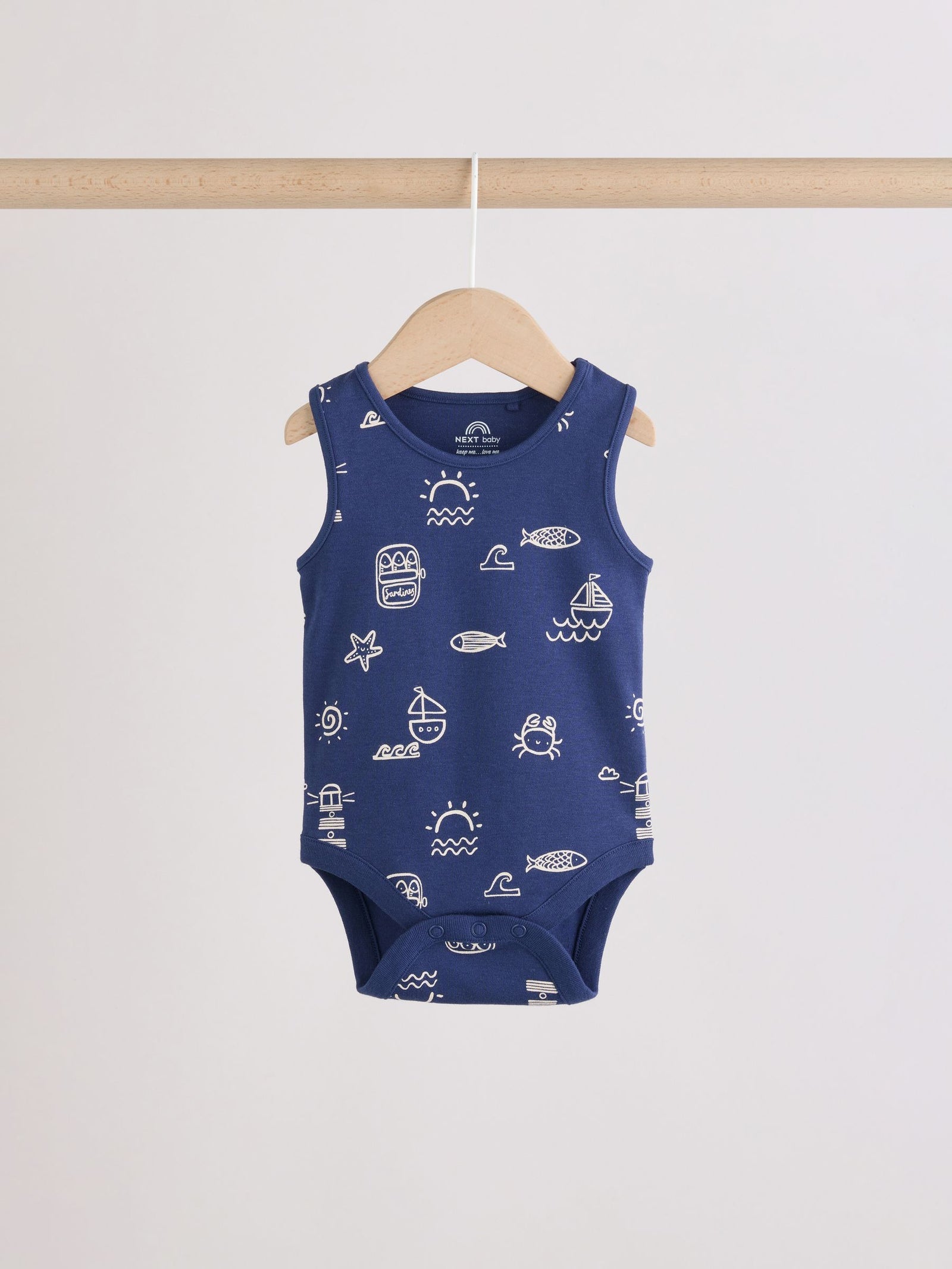 Navy/Red Stripe Baby Bodysuits 5 Pack
