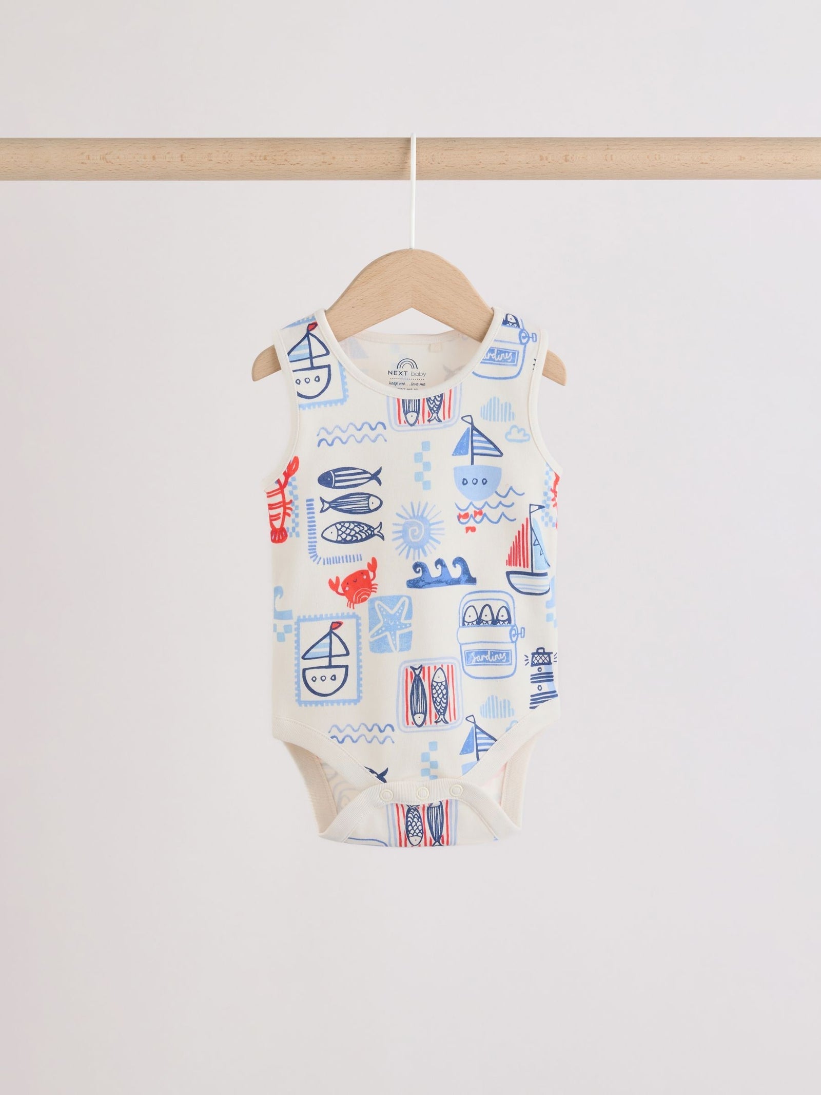Navy/Red Stripe Baby Bodysuits 5 Pack