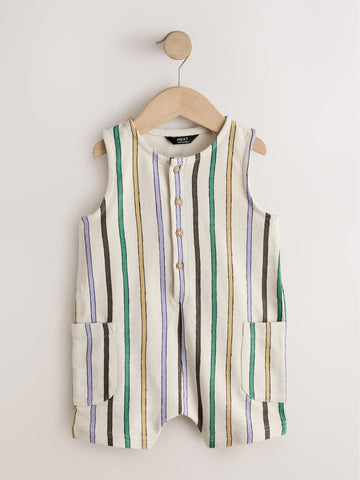 Multi Striped Textured Cotton Romper (3mths-7yrs)