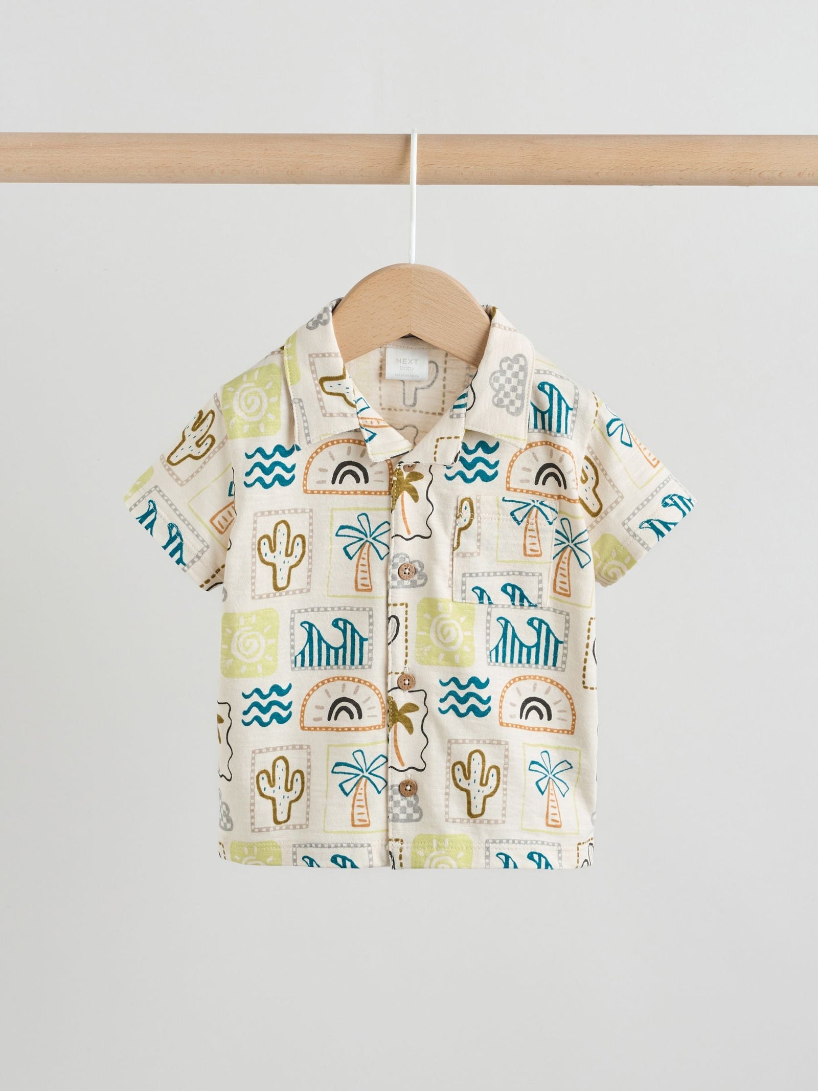 Neutral Palm Print Shirt and Shorts Baby Set (0mths-2yrs)