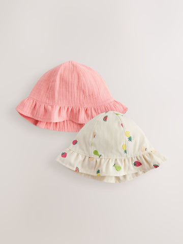 Bright Fruit Embroidered Baby Bucket Hats 2 Pack (0mths-2yrs)