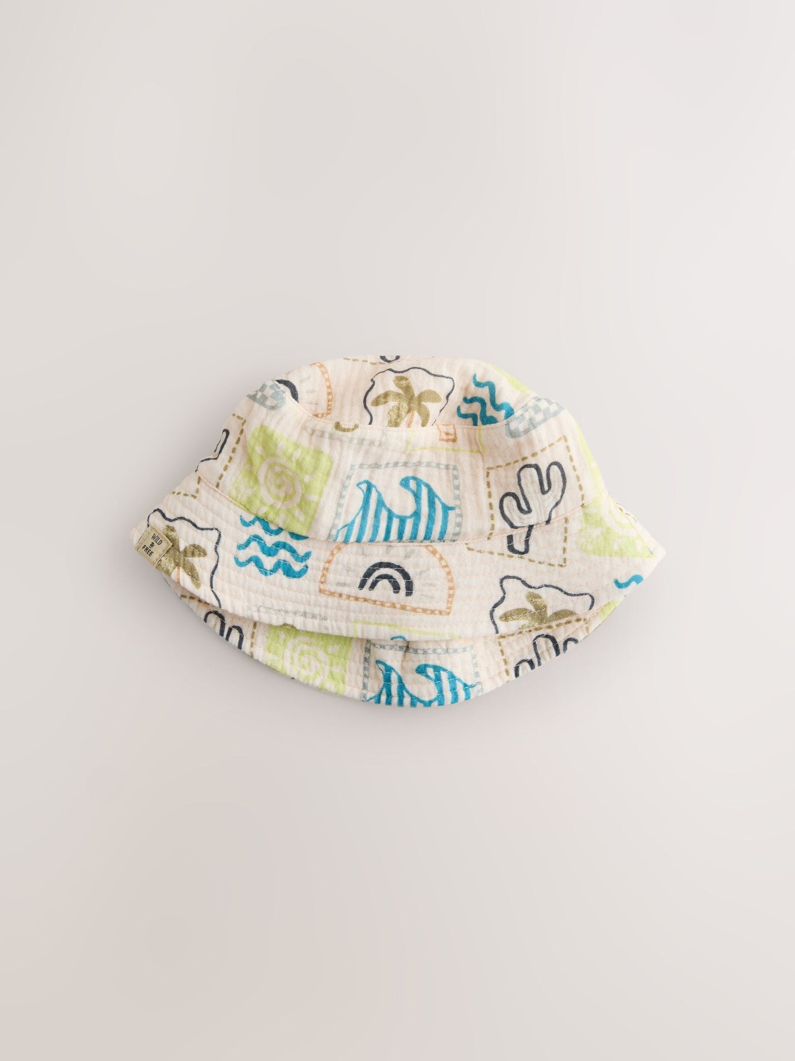 Grey Stampy Printed Woven Baby Bucket Hats 2 Pack (0mths-2yrs)