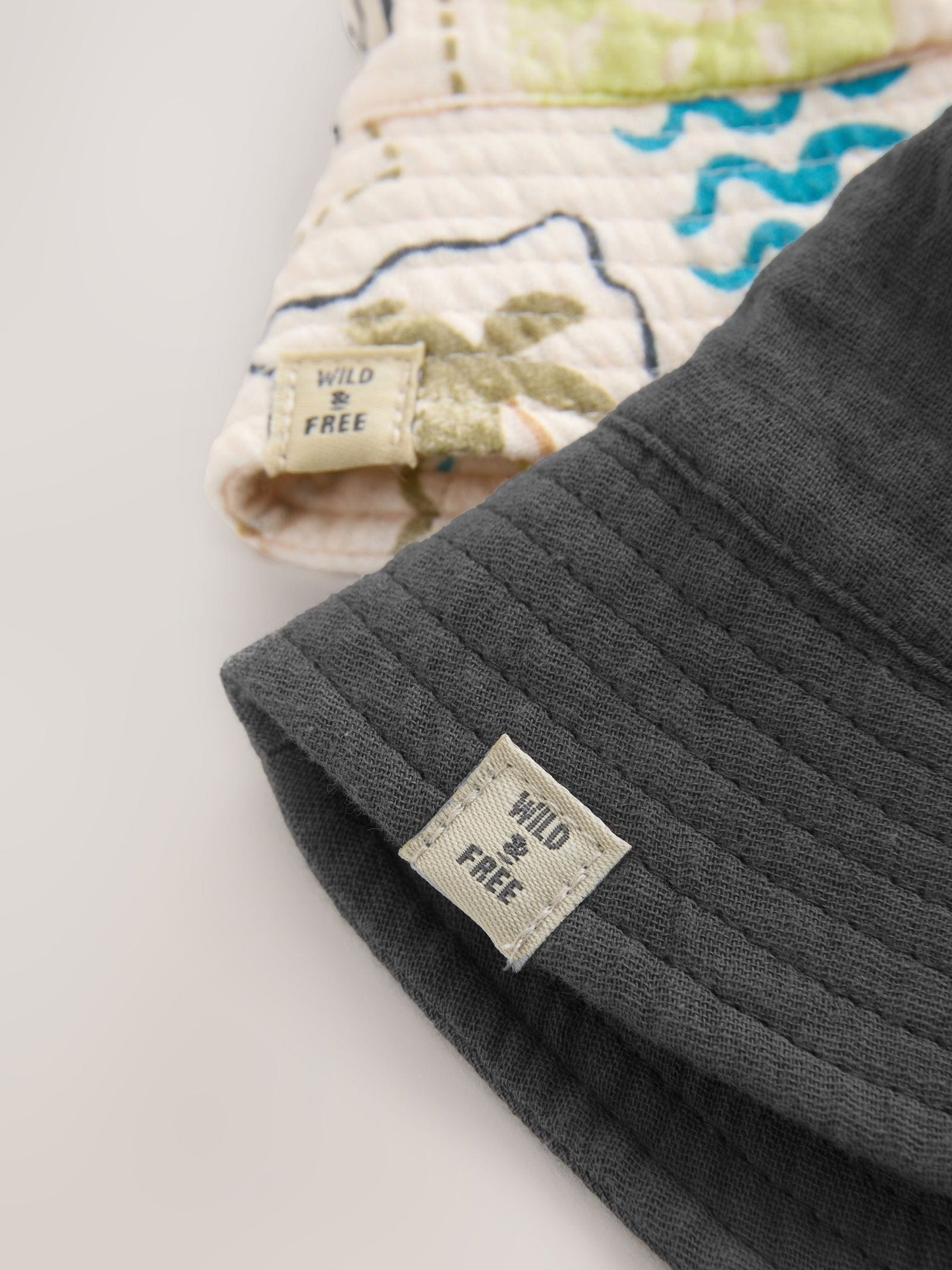 Grey Stampy Printed Woven Baby Bucket Hats 2 Pack (0mths-2yrs)