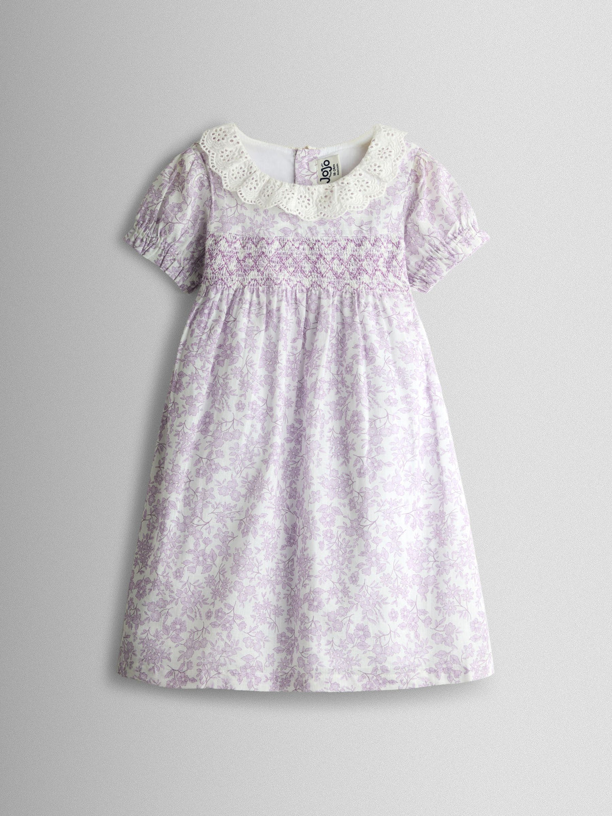 JoJo Maman Bébé Lilac Purple Garden Floral Smocked Woven Dress