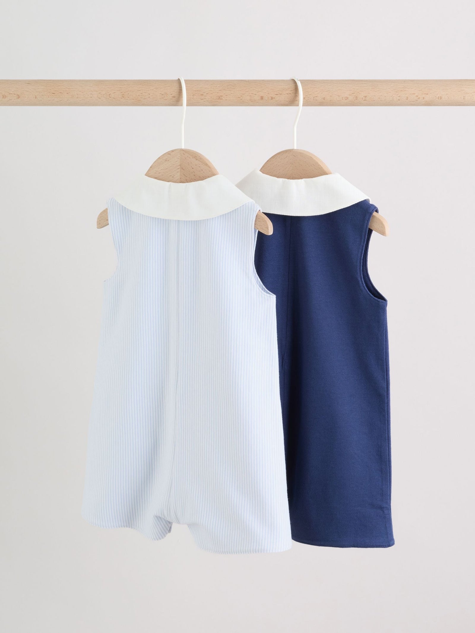 Blue Smart Collar Vest Jersey Baby Rompers 2 Pack