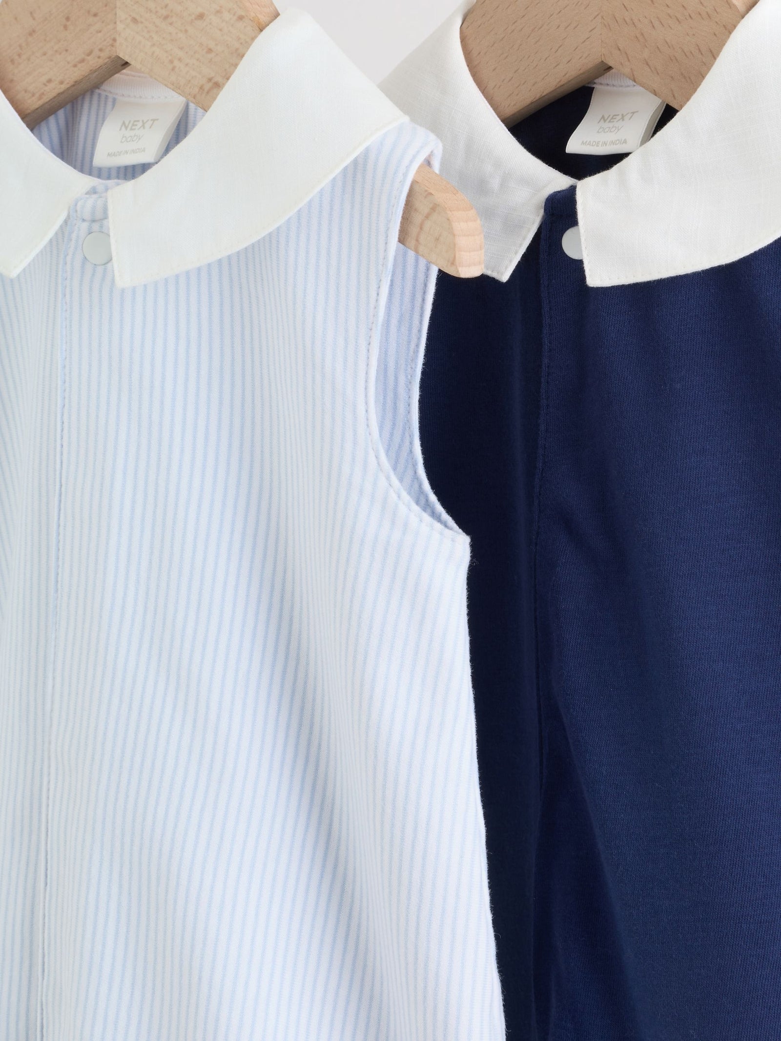 Blue Smart Collar Vest Jersey Baby Rompers 2 Pack
