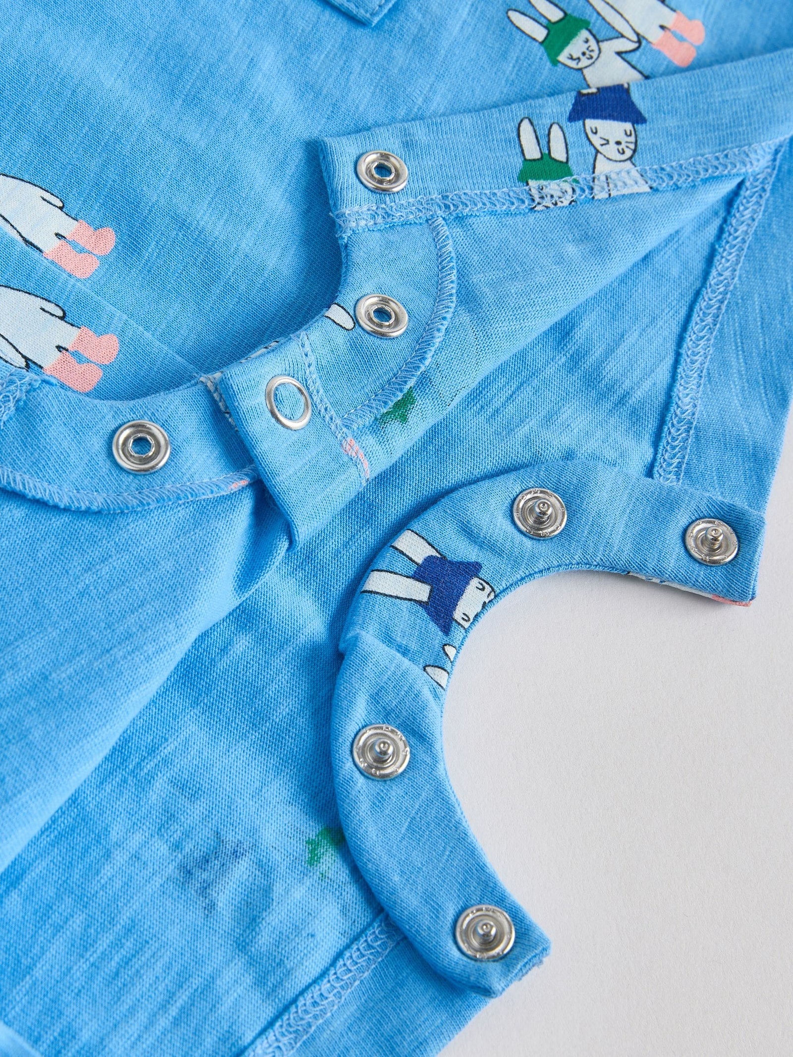 Blue/Ecru Printed Jersey Baby Rompers 3 Pack