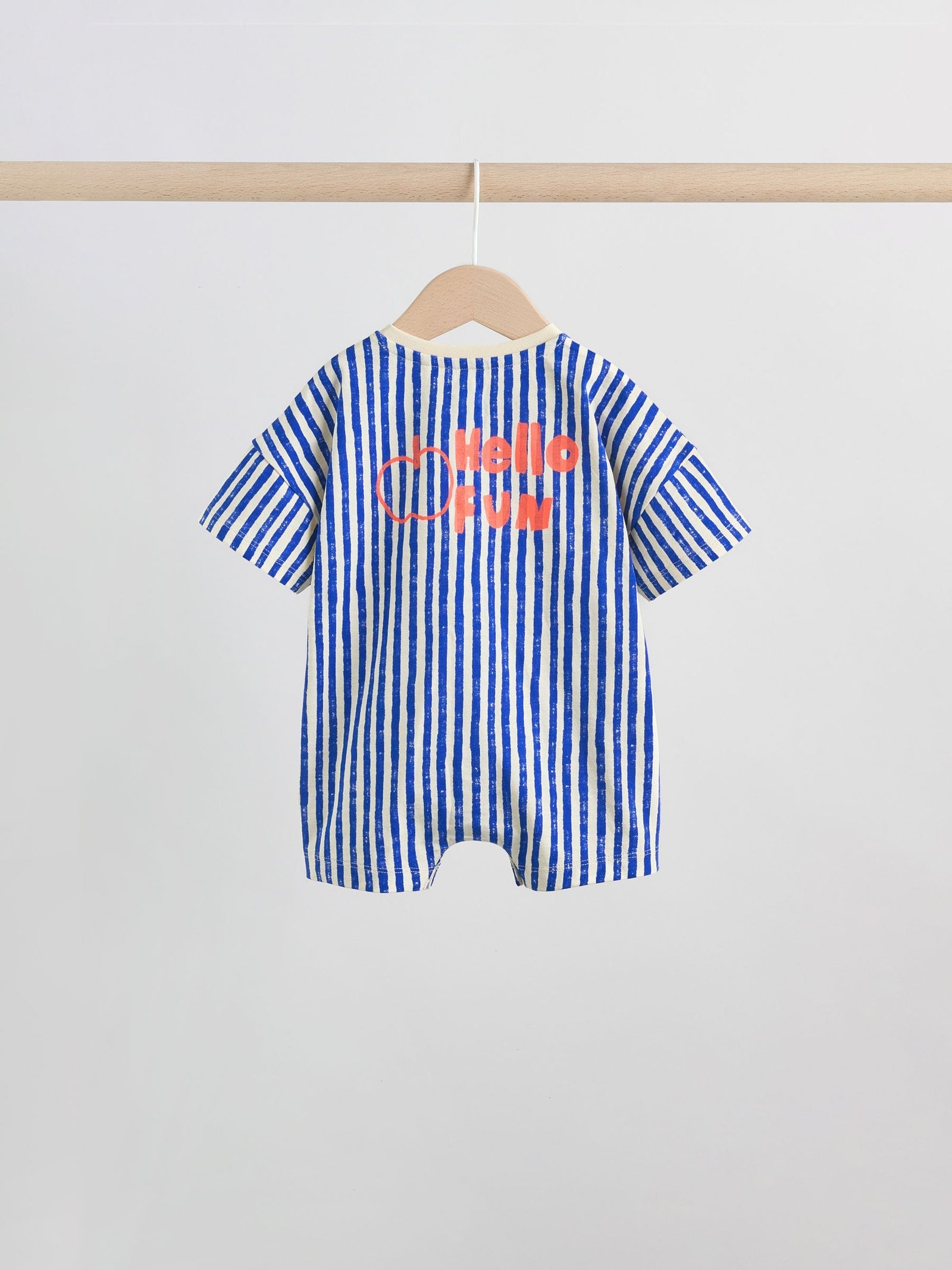 Blue/Ecru Printed Jersey Baby Rompers 3 Pack