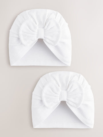 White Baby Turban 2 Pack (0-18mths)