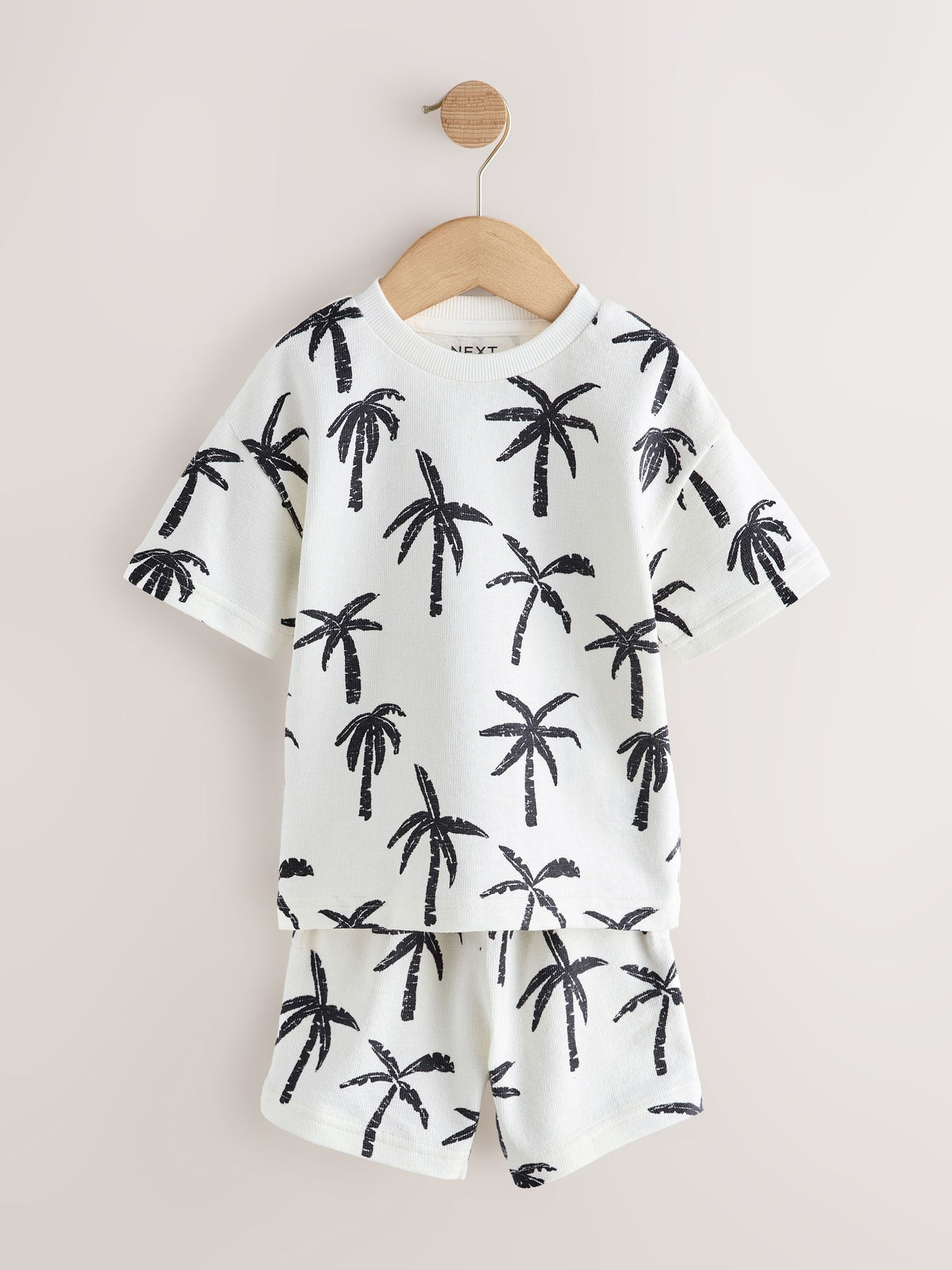 White/Black Palm Trees Short Sleeve All-Over Print T-Shirt and Shorts Set (3mths-7yrs)