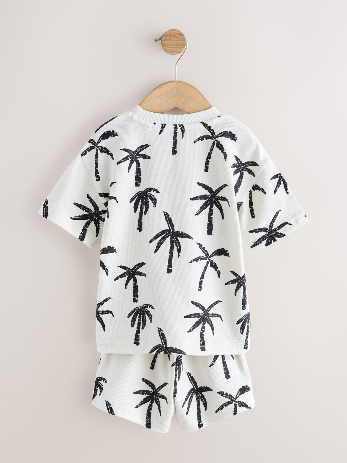 White/Black Palm Trees Short Sleeve All-Over Print T-Shirt and Shorts Set (3mths-7yrs)