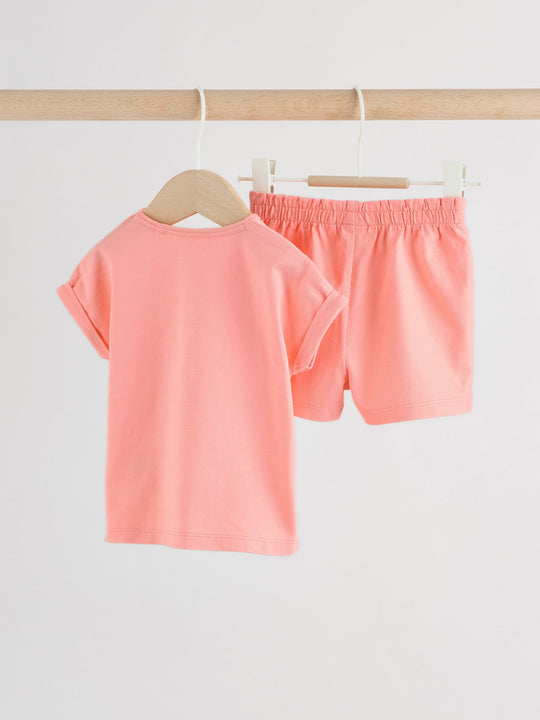 Pink Short Sleeve Baby Top and Short Set 2 Piece (0mths-2yrs)