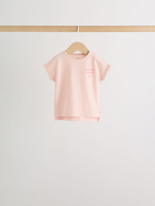 Pink Slogan Baby Short Sleeve T-Shirts 4 Pack (0mths-2yrs)