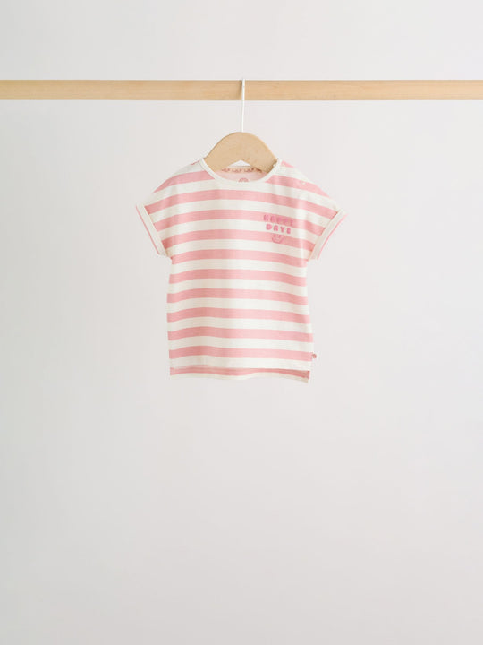Pink Slogan Baby Short Sleeve T-Shirts 4 Pack (0mths-2yrs)
