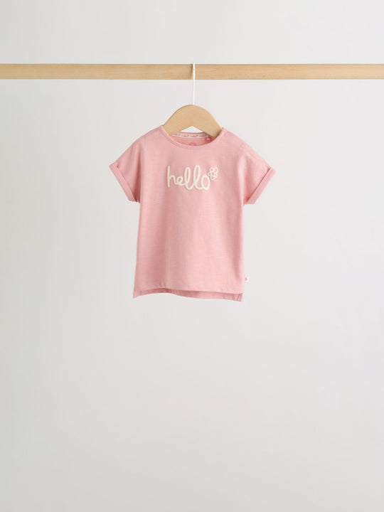 Pink Slogan Baby Short Sleeve T-Shirts 4 Pack (0mths-2yrs)