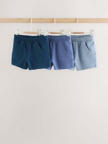 Blue Jersey Baby Shorts 3 Pack (0mths-2yrs)