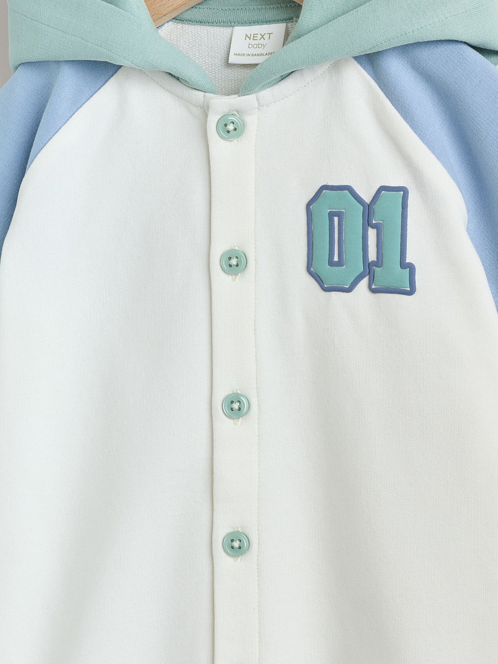 Blue "Little Man" Single Hooded Jersey Baby Rompers