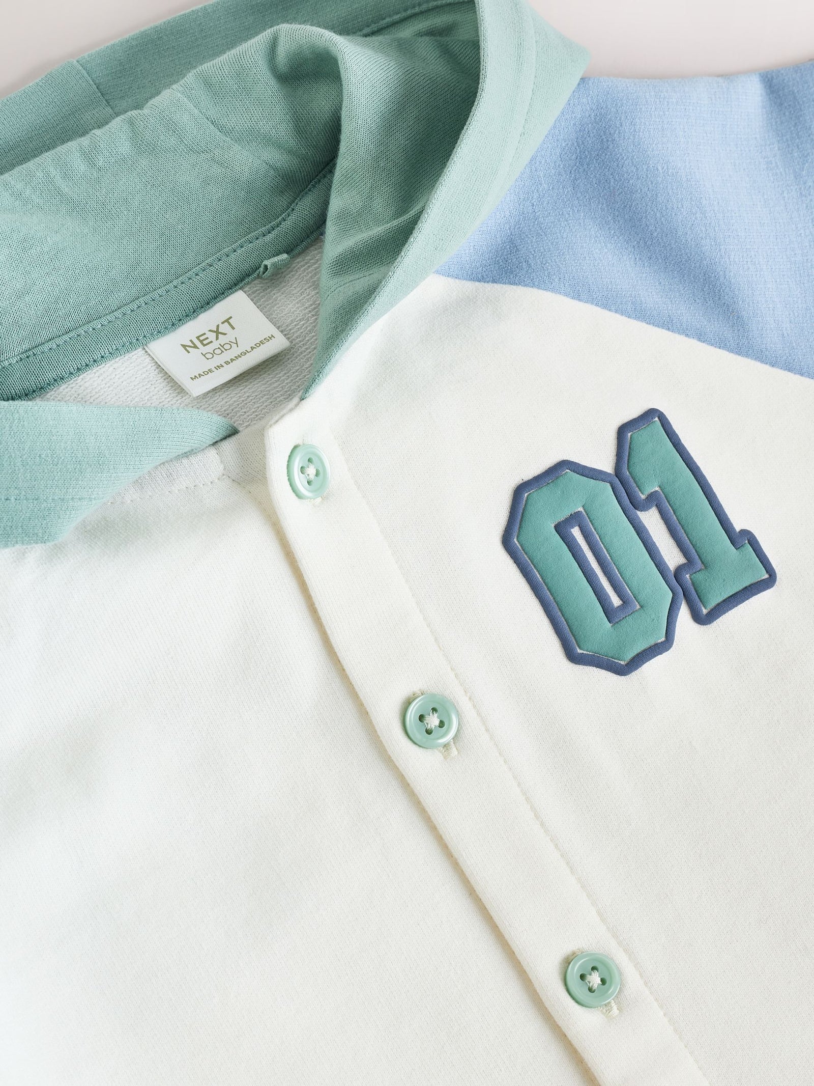 Blue "Little Man" Single Hooded Jersey Baby Rompers
