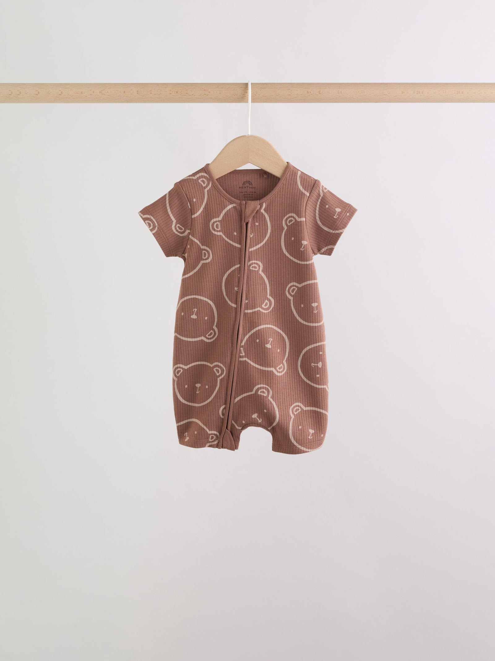 Brown Two Way Zip Baby Rompers 3 Pack