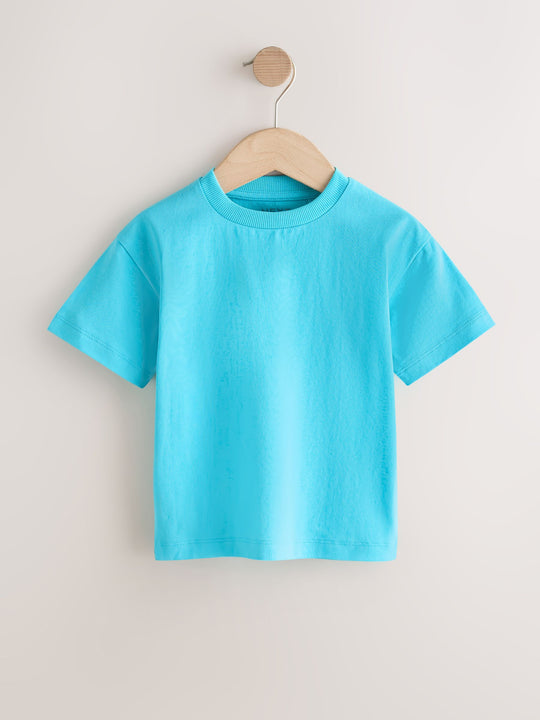 White/Blue/Orange/Green/Purple Acid Wash Relaxed Fit Short Sleeve T-Shirts 5 Pack (3mths-7yrs)