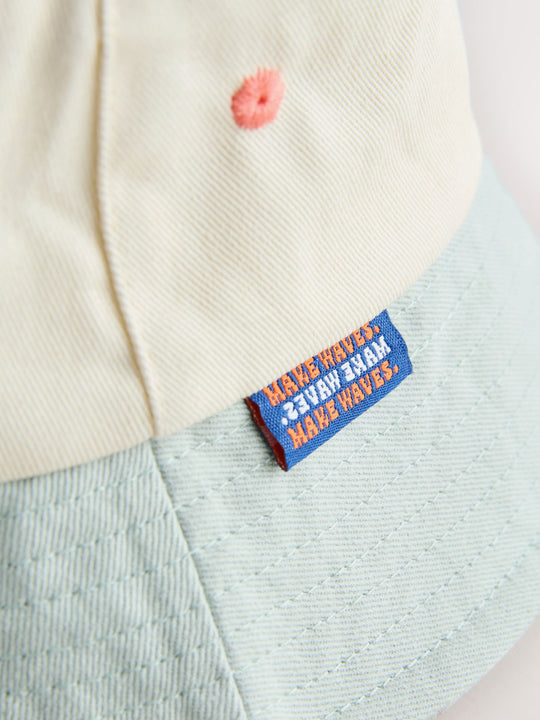 Rust Orange/Cream/Sage Green Colourblock Bucket Hat (3mths-10yrs)