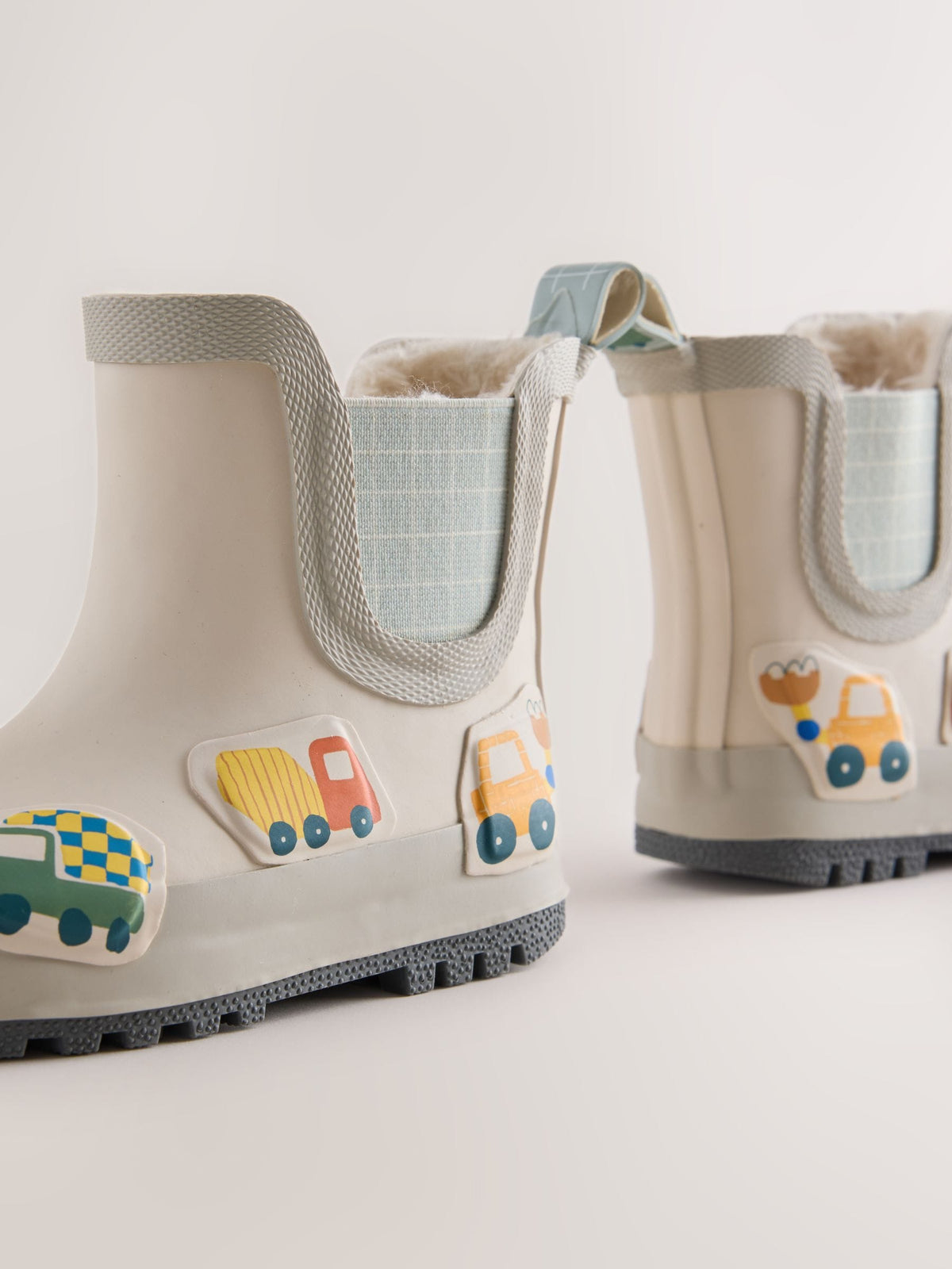 Neutral/Turquoise Transport Warm Lined Ankle Wellies