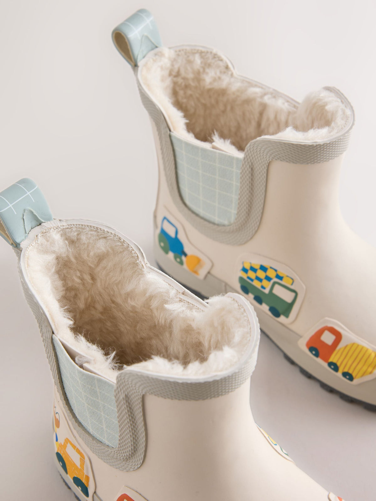 Neutral/Turquoise Transport Warm Lined Ankle Wellies