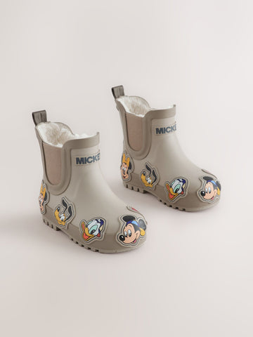 Neutral Mickey and Friends Warm Lined Ankle Wellies