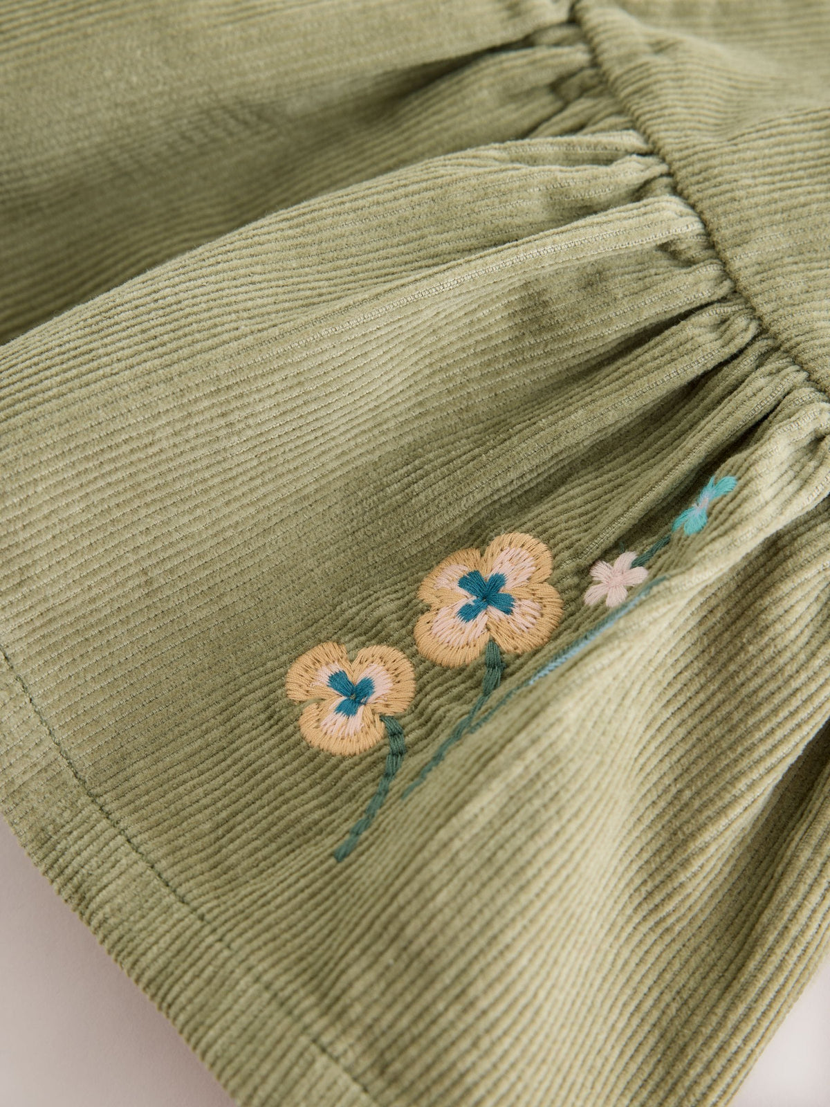 Olive Green Long Sleeve Top and Cord Dungaree Dress Set (3mths-8yrs)