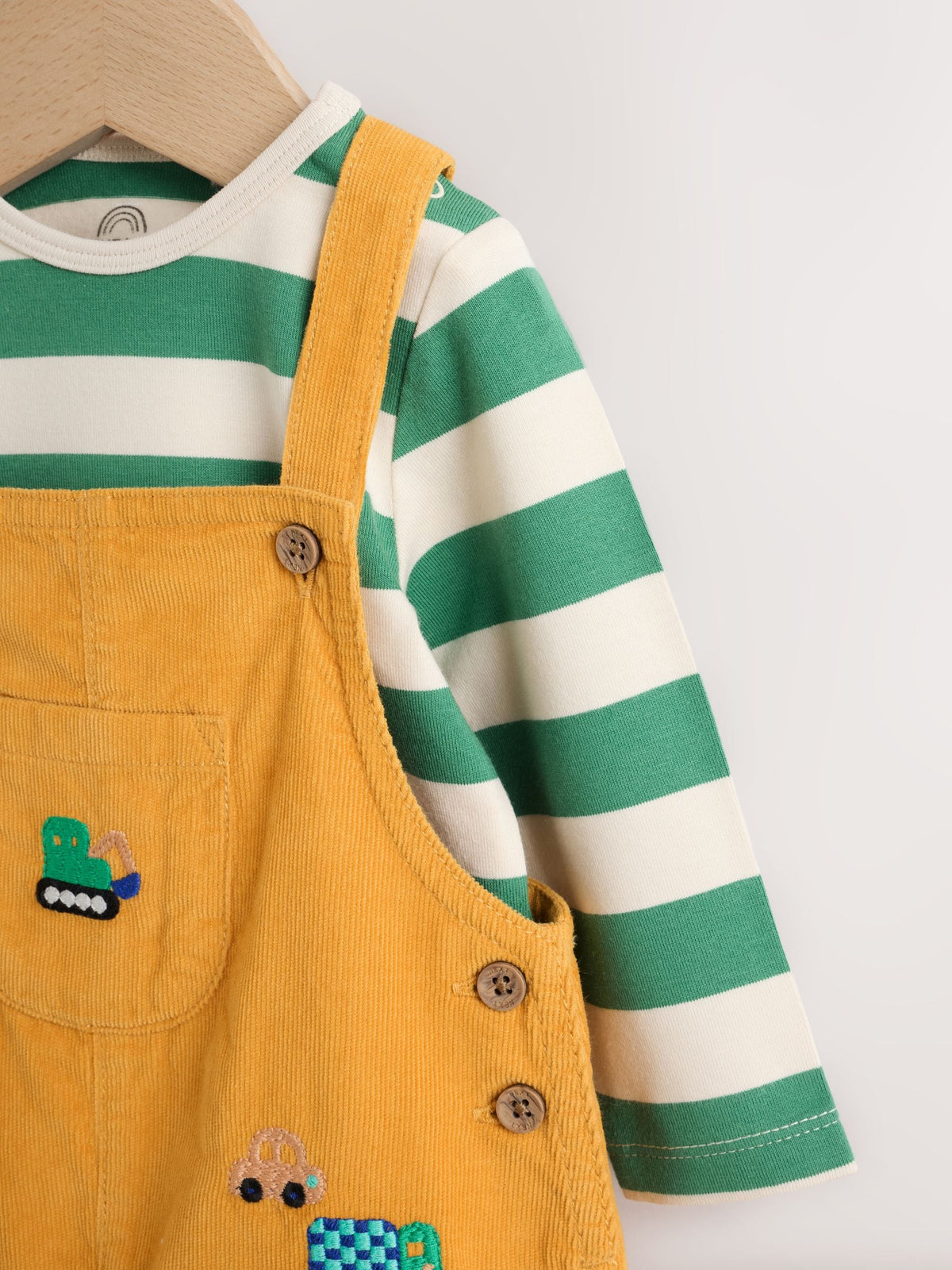 Yellow Transport Cord Dungarees and Bodysuit Baby Set (0mths-3yrs)