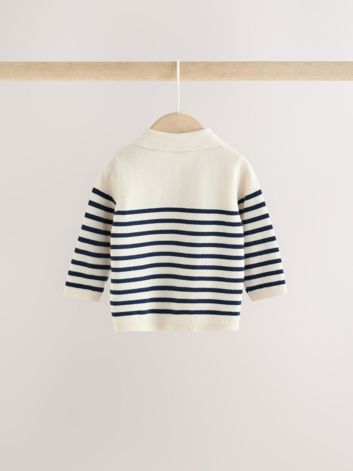 Blue/Cream Stripe Baby Collared Knitted Top and Trousers Set (0mths-2yrs)