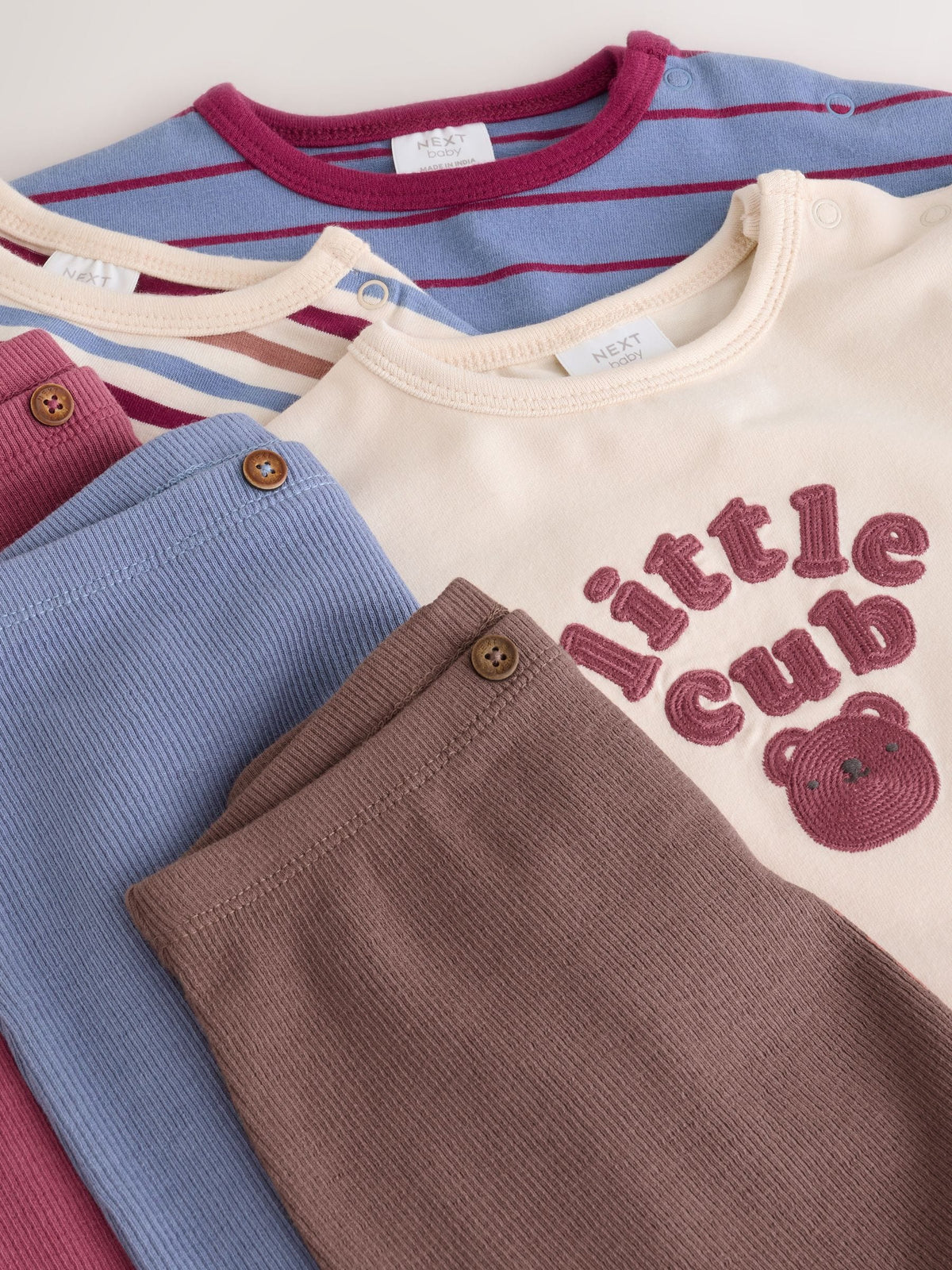 Blue/Brown Bear Baby Top and Leggings Set 6 Piece (0mths-3yrs)