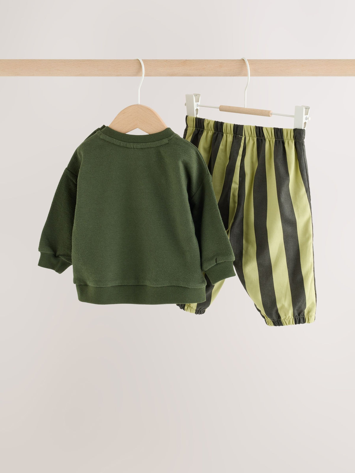 Green Stripe Sweat Top and Trousers Baby Set (0mths-2yrs)