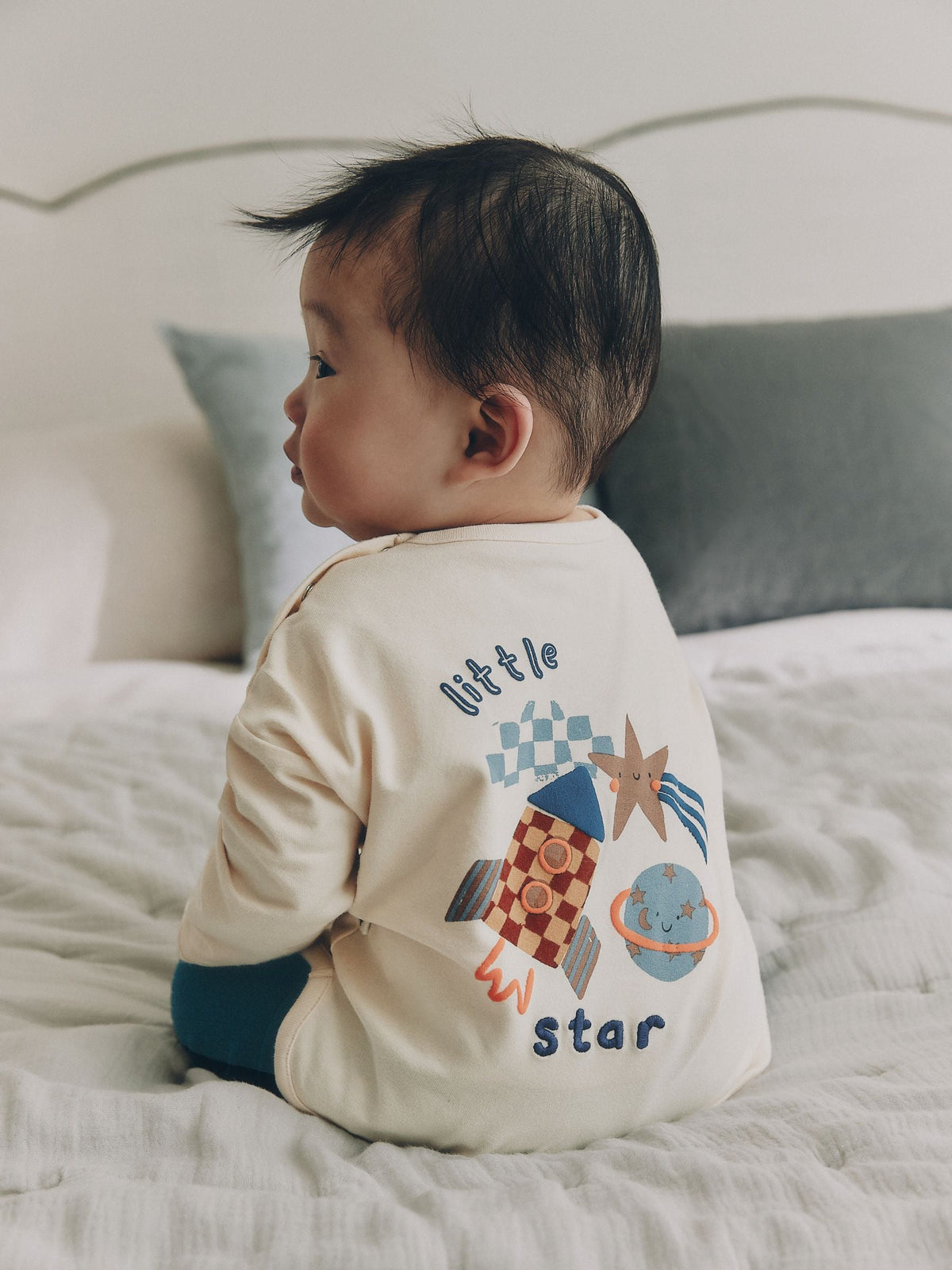 Neutral/Blue Space Top and Leggings Baby Set (0mths-2yrs)