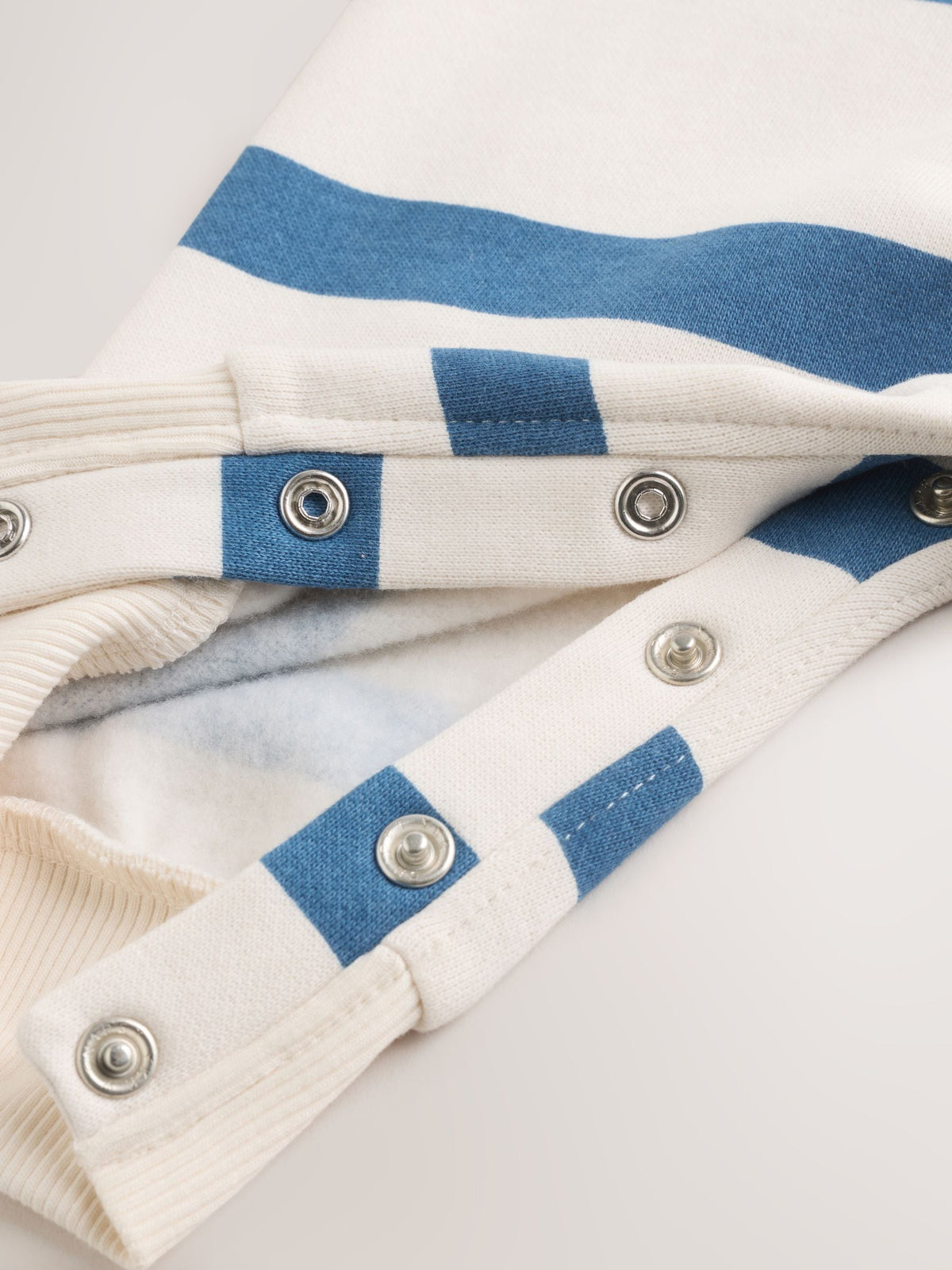 Blue/Ecru Stripe Sweat Baby Romper (0mths-3yrs)