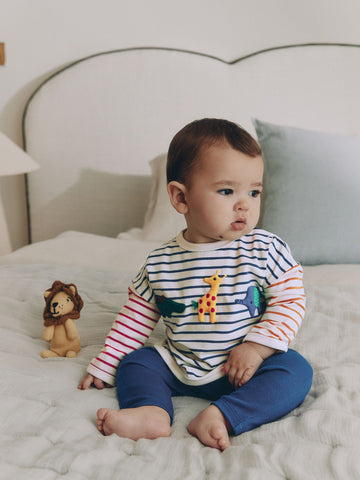 Red/Blue Safari Animals Top and Leggings Baby Set (0mths-2yrs)