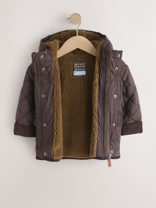 Brown Borg Lined Quilted Coat (3mths-7yrs)
