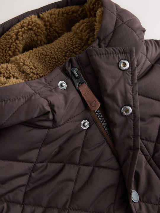 Brown Borg Lined Quilted Coat (3mths-7yrs)