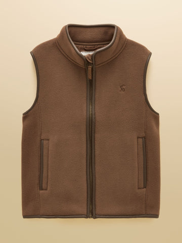 Joules Kids' Heritage Chocolate Brown Fleece Gilet
