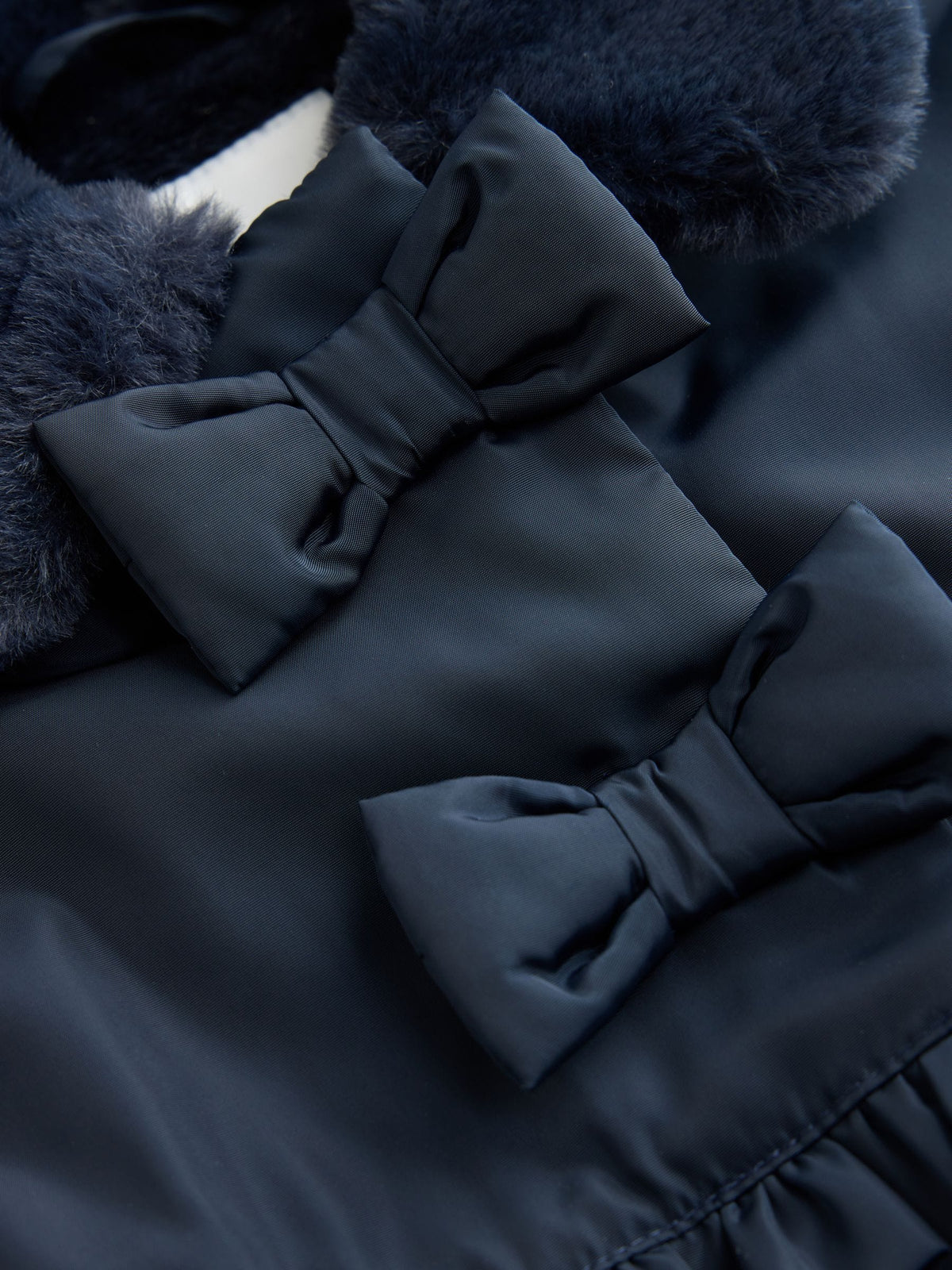 Navy Blue Shower Resistant Faux Fur Collar Padded Coat (3mths-7yrs)