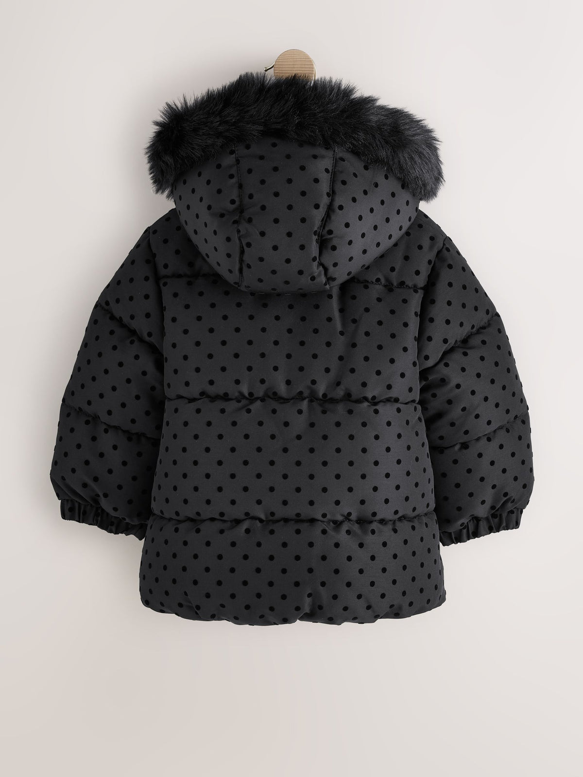 Black Polka Dot Shower Resistant Padded Coat (3mths-7yrs)