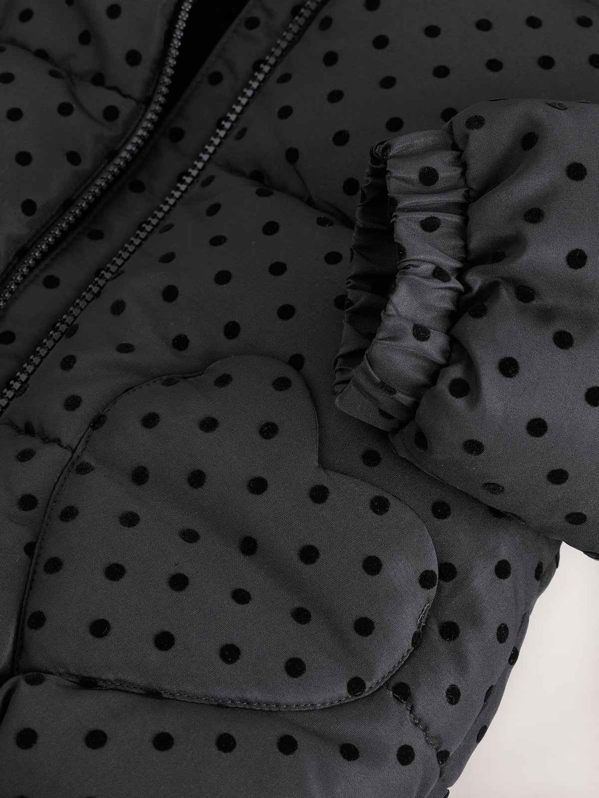 Black Polka Dot Shower Resistant Padded Coat (3mths-7yrs)