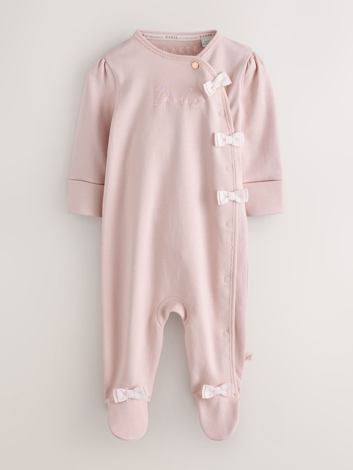 Baker by Ted Baker Pale Pink Cotton Printed Sleepsuits 3 Pack