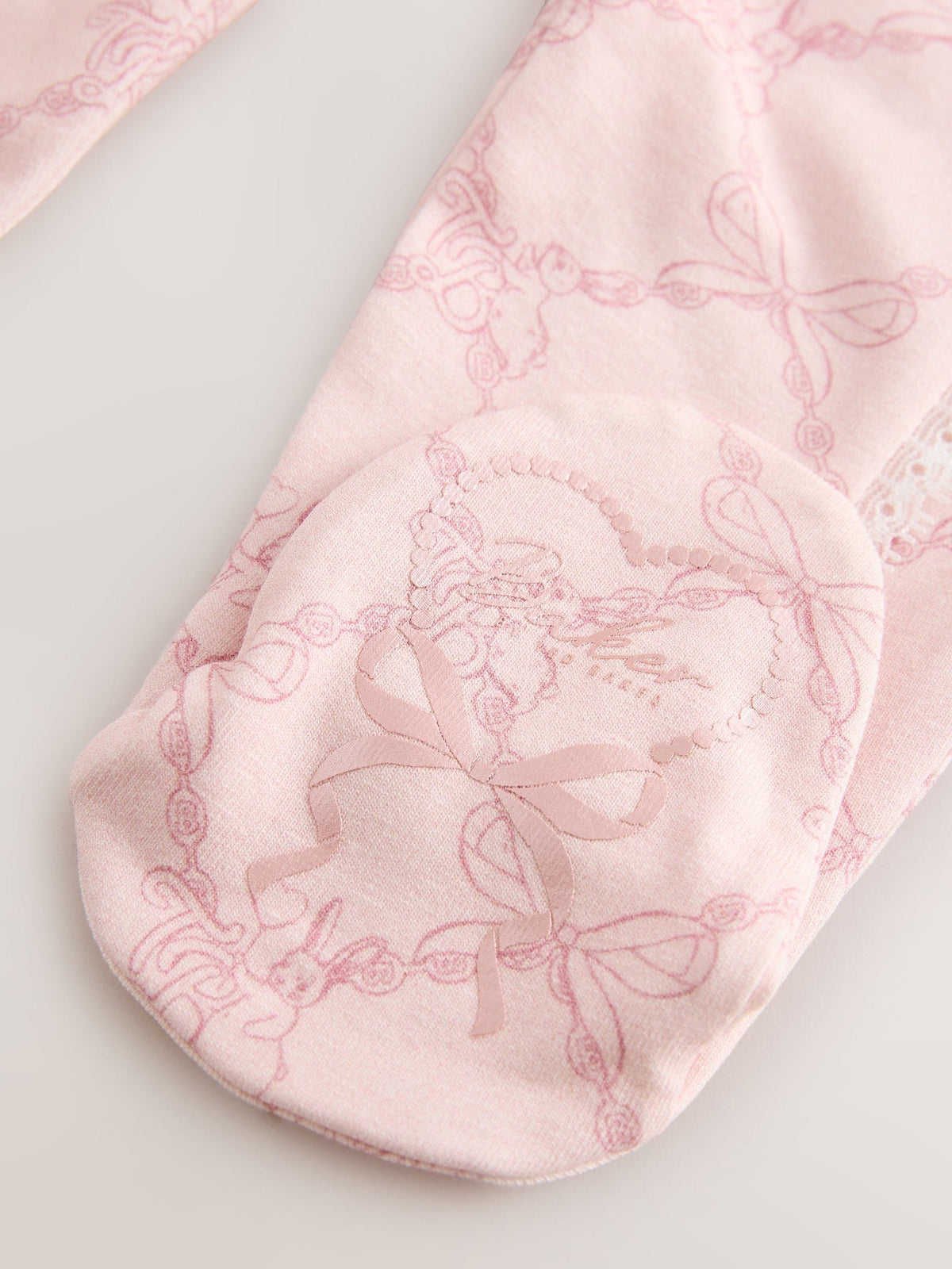 Baker by Ted Baker Pink 3 Piece Bodysuit, Monogram Printed Leggings & Turban Set