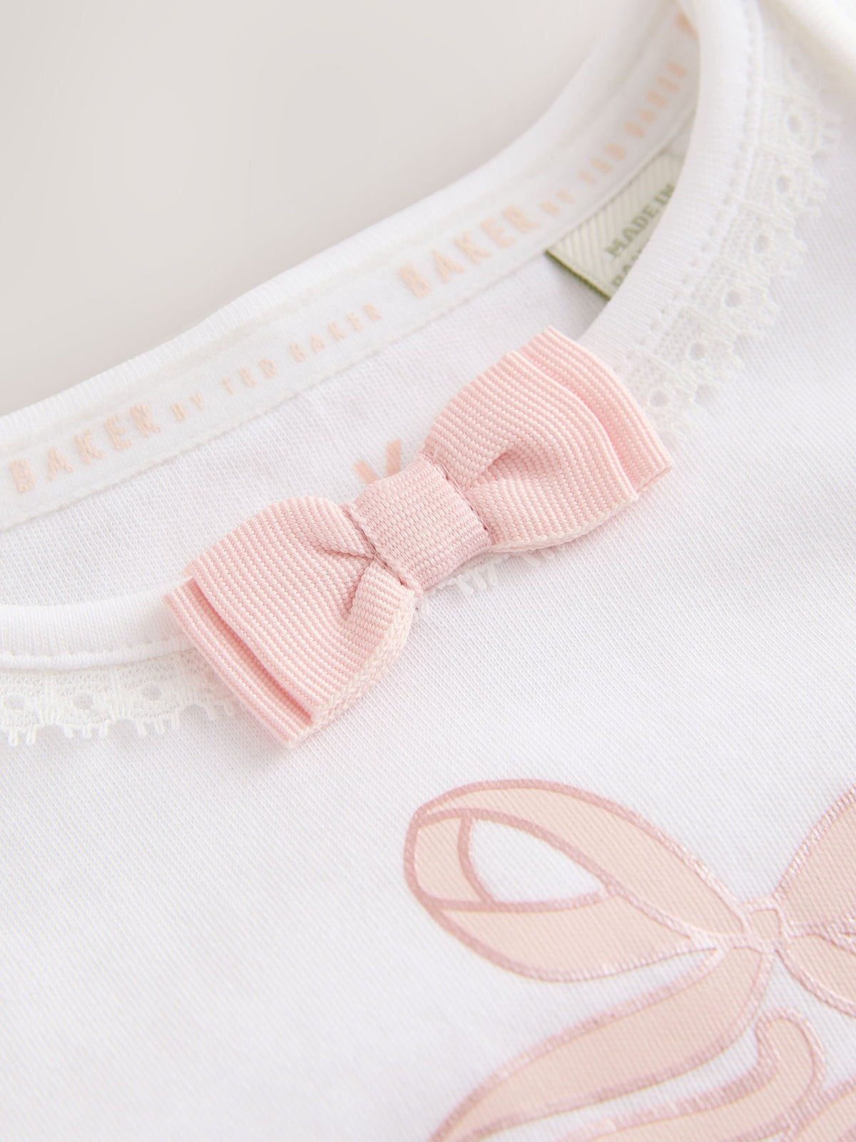 Baker by Ted Baker Pink 3 Piece Bodysuit, Monogram Printed Leggings & Turban Set