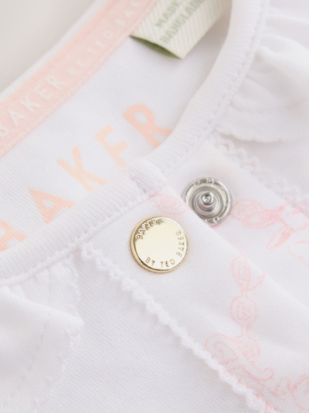 Baker by Ted Baker White/Pink Peplum Frill Sleepsuit & Hat Set