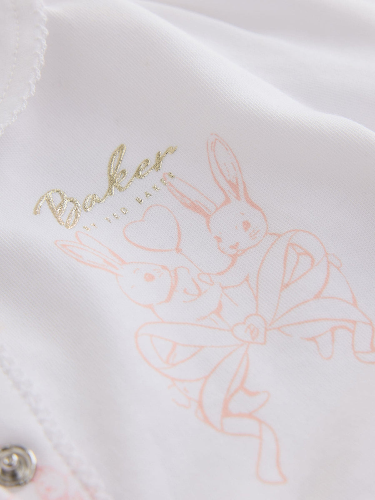 Baker by Ted Baker White/Pink Peplum Frill Sleepsuit & Hat Set