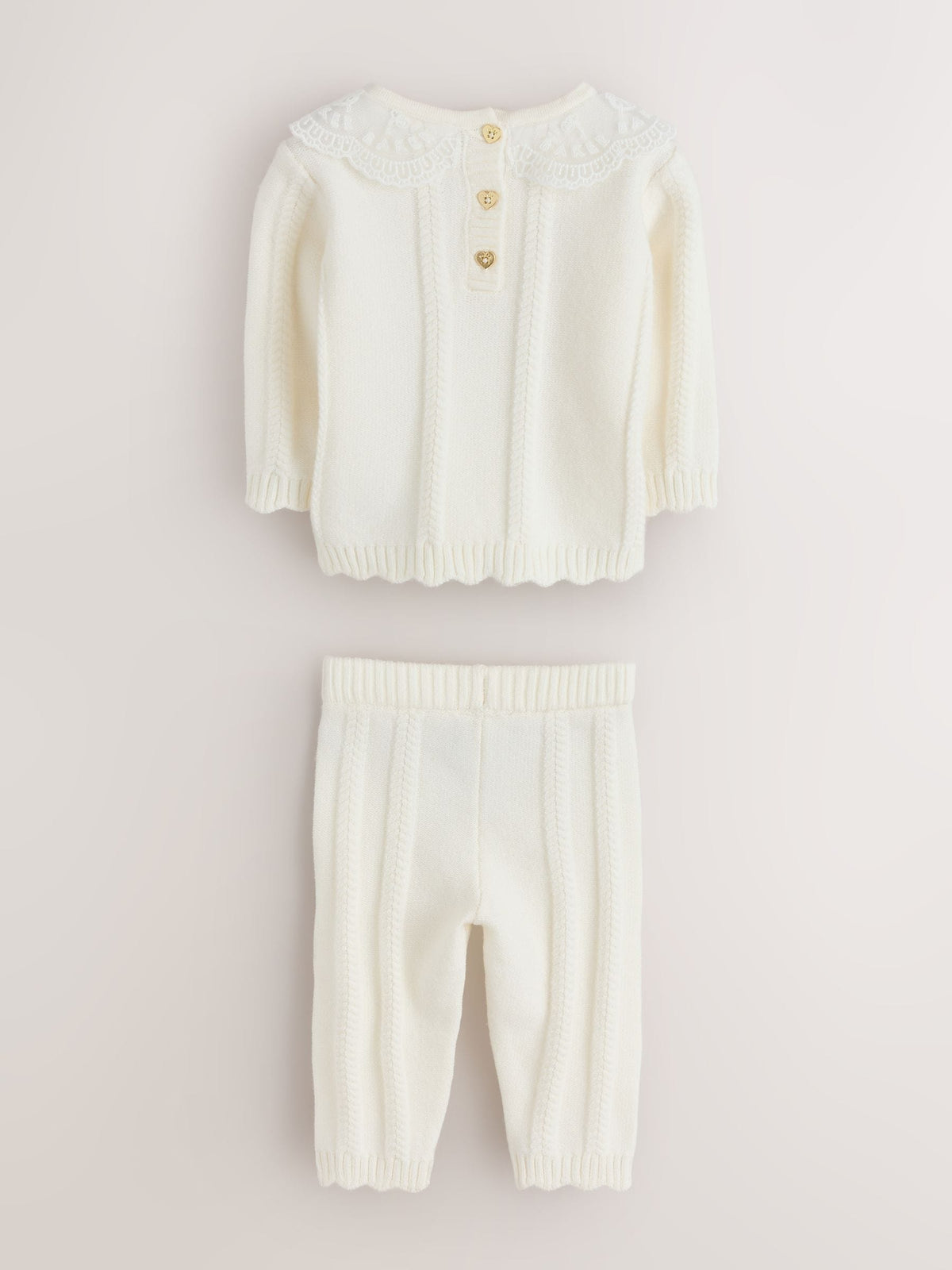 Baker by Ted Baker Cream 2 Piece Organza Collared Cable Knit Set